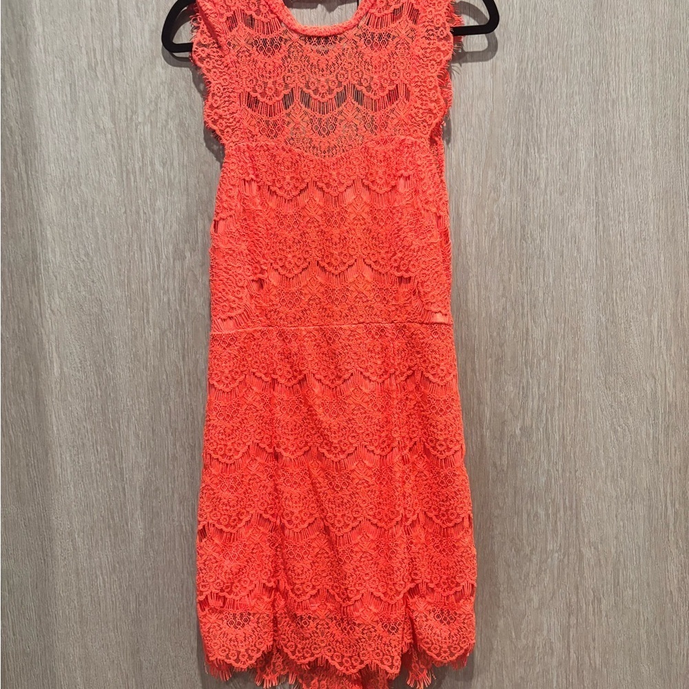 Free People Intimately Coral Lace midi Dress